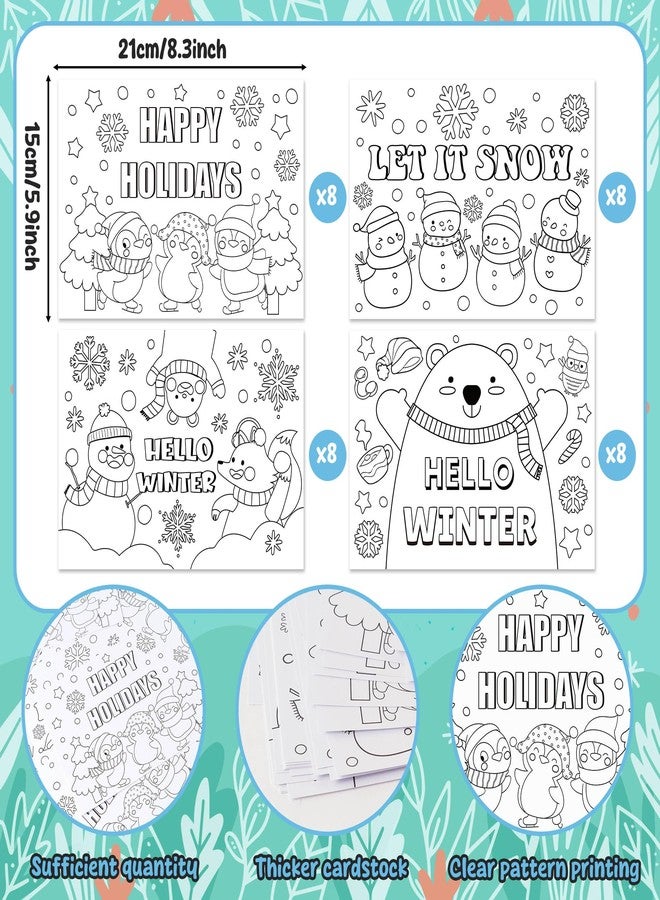 ANGOLIO Winter Scene Coloring Pages - 32P Hello Winter Scene Activity Coloring Posters for Kids, Happy Holidays Bulk Snowman Polar Bear DIY Crafts Classroom Home Holiday Party Supplies Christmas Gifts - Image 2